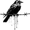 Raven on Barbed Wire Ink