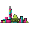 Hamilton City Skyline Industry Line Art