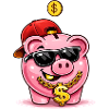 Cool piggy bank with dollar chain