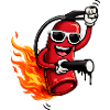 Cool fire extinguisher with flames