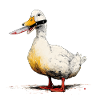 Duck with knife in its beak