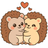 Valentine's Day Heart Hedgehog Couple