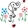 Elephant on a flower meadow