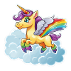 Regenbogen-Einhorn auf Wolke