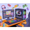Retro Gaming Desk Neon RGB