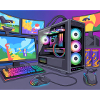 Farbenfrohes RGB-Gaming-Setup