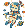 Chat astronaute dans l’espace