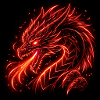 Neon dragon in red fire
