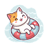 Cute Cat on Pool Buoy