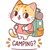 Kawaii Camper-Katze und Rucksack
