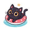 Chat kawaii sur boué rose