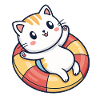 Cute cat on lifebuoy