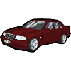 Red cartoon car street look