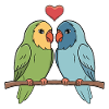 Adorable Lovebirds Pair with Heart