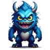 A creepy blue monster