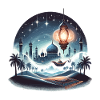 Moonlit night over Islamic skyline