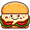 Kawaii hamburgers with smiles