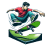 Cartoon Skateboarder Jump