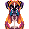 Farbenfroher geometrischer Boxerhund