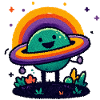 Bunter Planet mit Ring