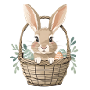 Fröhlicher Osterhase im Korb