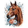 Pferd mit Blumenkranz