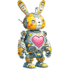 Heart Robot Bunny in Retro Style