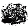 Schwarz-weißer Traktor im Stencil-Stil 