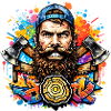 Graffiti lumberjack with double axe