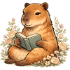 Reading Capybara with Flowers Book Lover