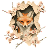 Fox with cherry blossoms