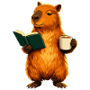 Capybara liest Buch mit Kaffee Buchliebhaber