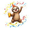Sloth Party Celebration with Beer