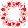 Red flower circle frame