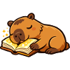 Sleeping Capybara on Book Reading Motif