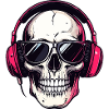 Skull with headphones and sunglasses skull