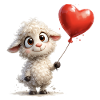 Lamb with heart balloon