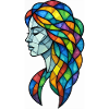 Bunte Buntglasfrau
