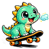 Héros du skateboard Dino vert
