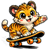 Cute Tiger Skateboard Adventure