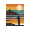 Striped sunset with silhouette