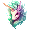 Einhorn Kopf im Regenbogenhaar
