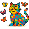 Patchwork-Katze und Schmetterlinge