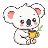 Süßer Koala mit Tee