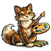 Cat Artist Brush Poetry
