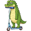 Cute Crocodile Scooter Cartoon Lonely Friendship
