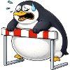 Ostacola carina dei pinguini animati divertente e antisportiva