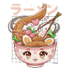 Kawaii ramen in girly hearts bowl