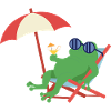 Relaxed frog on the beach