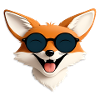 Fröhlicher Fuchs mit Sonnenbrille